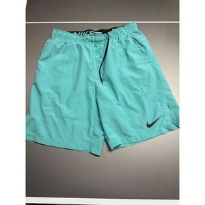 Nike Dri-FIT Mens Training Shorts Teal Green Elastic Waist Pockets Large